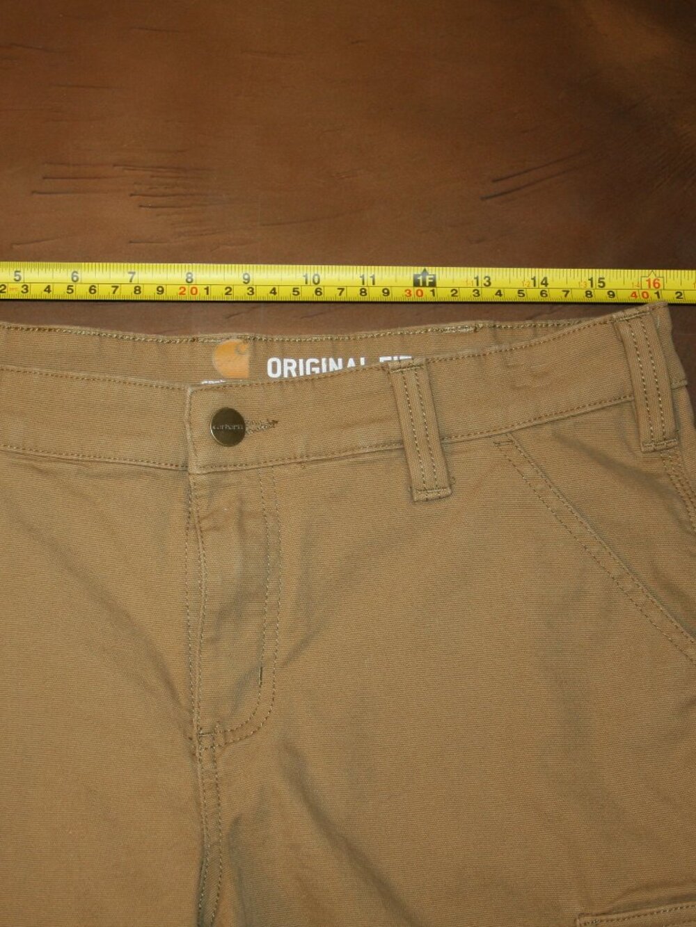 CARHARTT Original Fit 10 Tan Flex Canvas Cargo Shorts Waist: 32" Womens Stretch - Picture 6 of 7
